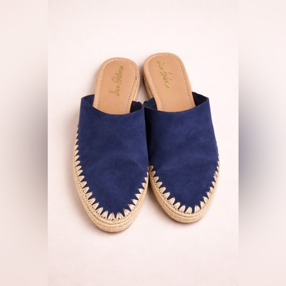 Sam Edelman Navy Suede Espadrille Mules